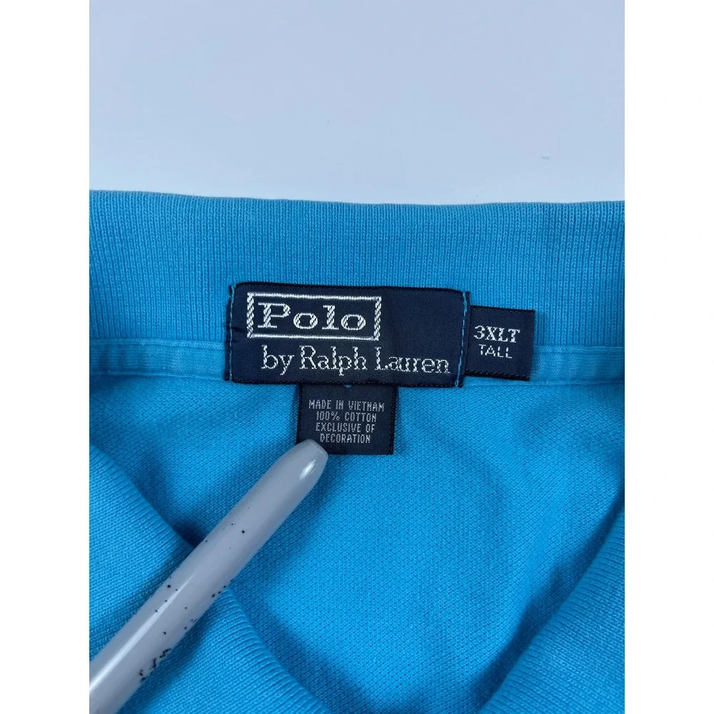 Lot of 4 Polo Ralph Lauren Mens 3XLT Tall Polo Shirts Blue Tan Cotton Preppy